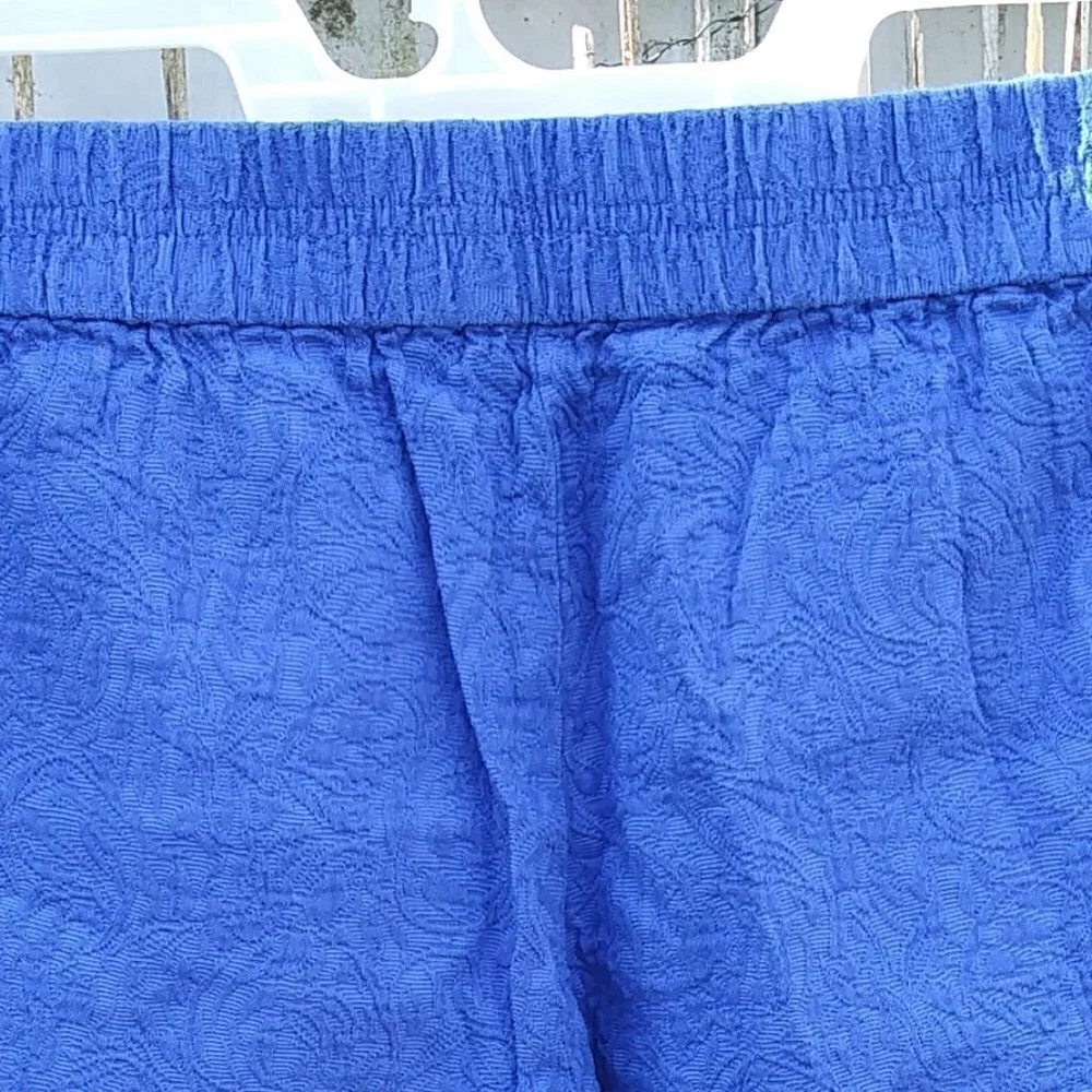 J. Crew Textured Blue Boardwalk Shorts - Elastic Waistband - 2